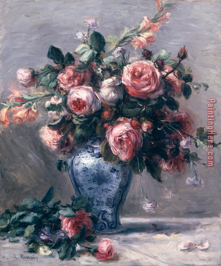 Pierre Auguste Renoir Vase of Roses
